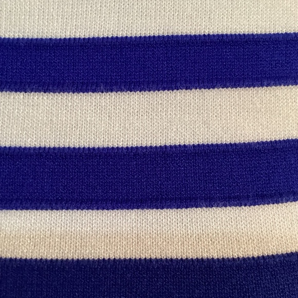 Milly "Degrade" Blue and White Striped Fit and Flare Dress - Picture 5 of 11